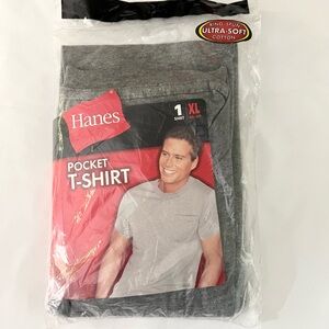 Vintage 2003 Hanes  Men’s Pocket T Shirt Size X- Large solid plan Grey Style # 2